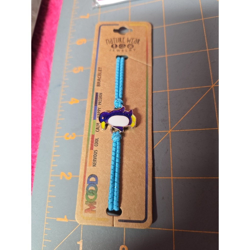 Nature Wear Jewelry Penguin Mood Bracelet Teal Rubber Band New 70-1010-PG-BRC